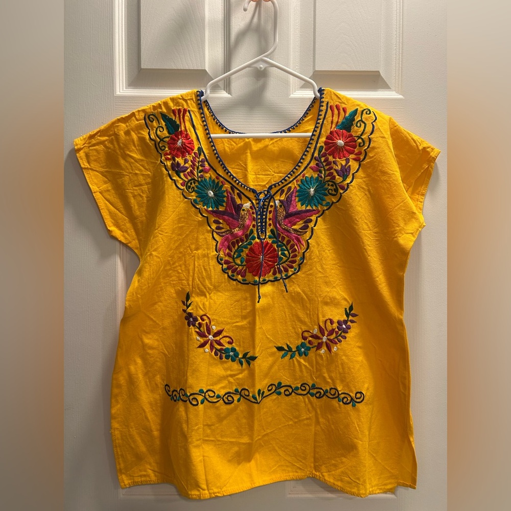 Authentic Mexican Yellow Embroidered Top